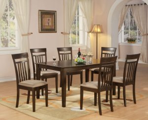 Capri-7-PC Rectangular Dinette Dining Set in Cappuccino -Table Size W36"xl60". SKU: C7S-CAP-C