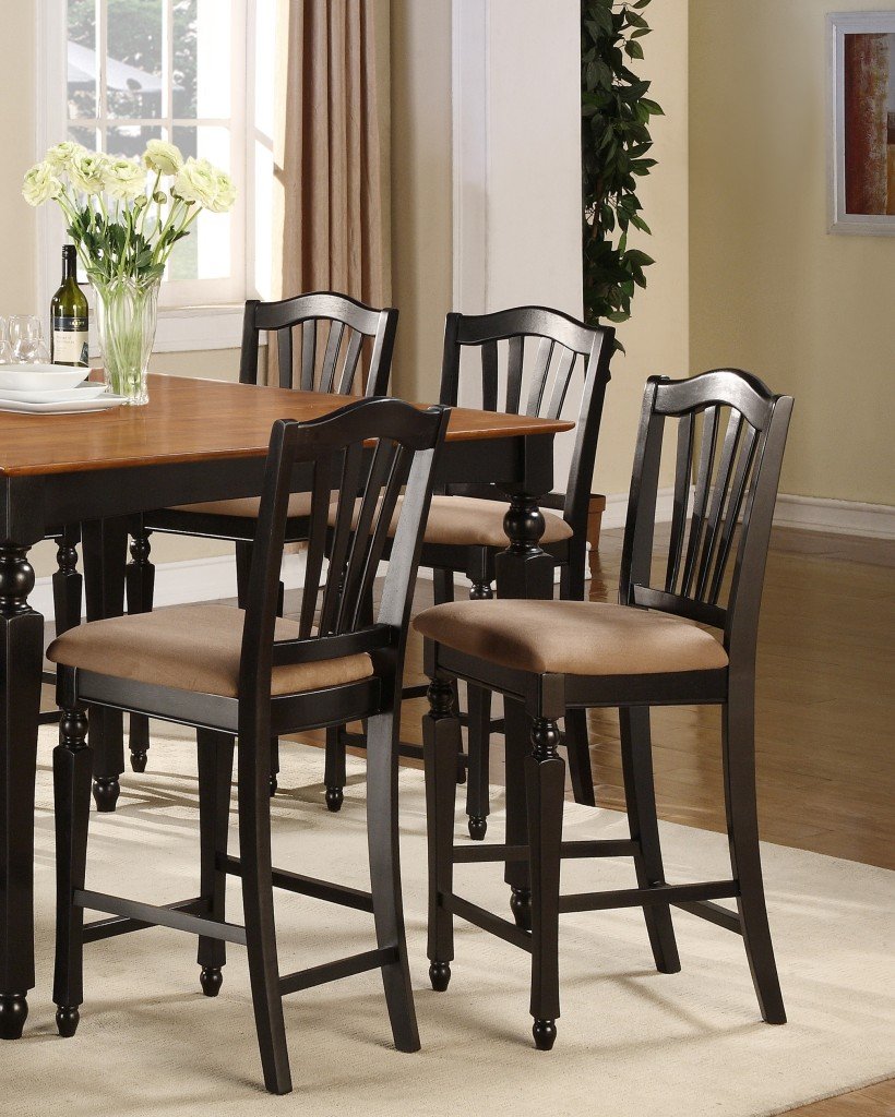 Set of 4 Chelsea counter height chairs with upholstered seat in Black finish