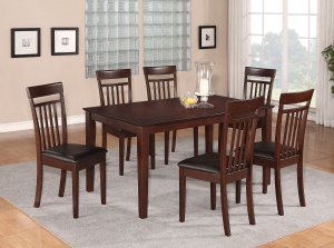 5PC DINETTE DINING SET TABLE 36X60" with 4 LEATHER SEAT CHAIRS IN MAHOGANY -SKU# C5S-MAH-LC