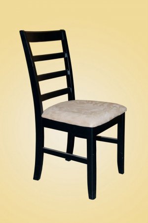Set of 6 Parfait dining chairs with microfiber upholstered seat in black finish.