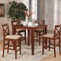 3-PC Square Counter Height Table size 36"x36" with 2 Microfiber Upholstered Chairs in Brown Finish.