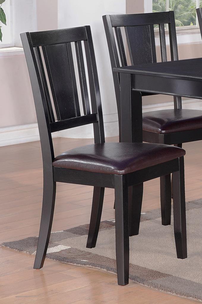 7PC DUDLEY DINING TABLE 36x60 w/6 WOODEN SEAT CHAIRS IN BLACK, SKU DU7BLKW