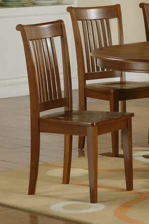 One Portland slatted back chair with plain wood seat in Saddle Brown, SKU: PC-SBR-W