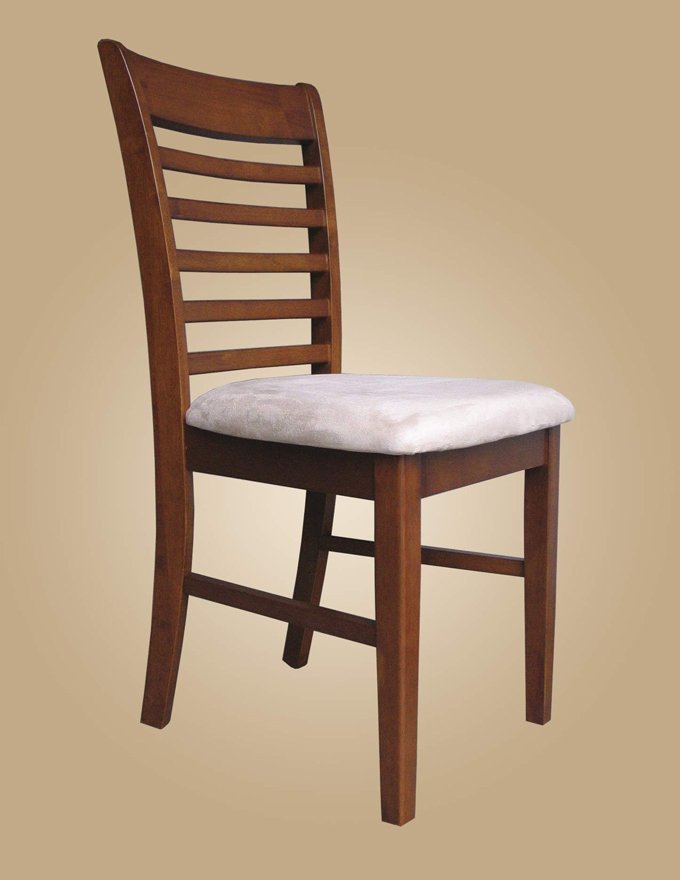 Set of 4 Milan ladder back chairs with upholstered seat in Saddle Brown finish, SKU: MC-SBR-C