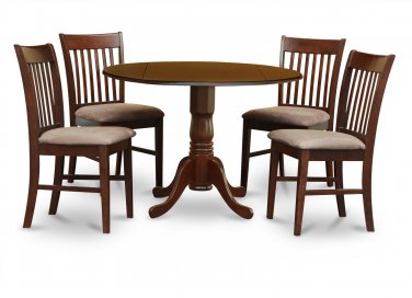 5-PC Dublin dinette kitchen table with 4 Norfolk cushioned chairs in mahogany. SKU: DNO5-MAH-C