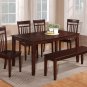 7PC CAPRI DINETTE DINING TABLE WITH 6 WOOD SEAT CHAIRS IN MAHOGANY (NO BENCH) SKU C7S-MAH-W