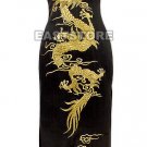 Luxurious Golden Dragon Embroidery Silk Dress