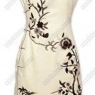 Junoesque Chinese Monochrome Floral Embroidered Silk Cheongsam