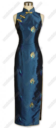 Elegant Embroidered Thai Silk Cheongsam