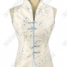 Floral Embroidery Sleeveless Thai Silk Blouse