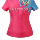 Two-tone Peony Embroidery Silk Blouse