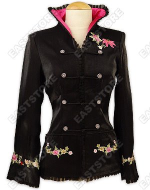 Dazzling Embroidered Flowers Silk Jacket