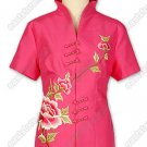 Elegant Peony Embroidered Silk Blouse