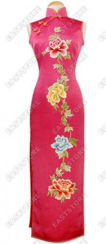 Colorful Embroidered Peony Dress