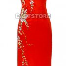 Festive Floral Embroidery Silk Cheongsam