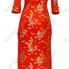 Traditional Dragon and Phoenix Silk Brocade Cheongsam
