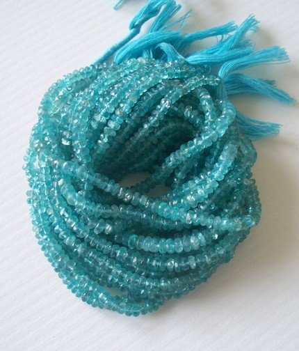 APATITE FACETED RONDELLES 3.5-4MM FULL 14 INCH STRAND