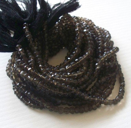 SMOKY QUARTZ FACETED RONDELLES