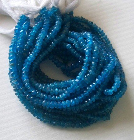RICH DARK BLUE APATITE FACETED RONDELLES