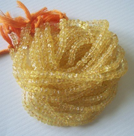 CITRINE FACETED RONDELLES 4-5MM FULL 14 INCH STRAND