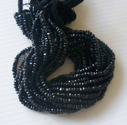 BLACK SPINEL FACETED RONDELLES