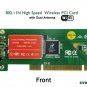 802.11N High Speed Wireless PCI Card with Dual Antenna