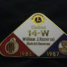 Lions Club  Pin 14-W 1986-1987 W.KOZERSKI DIST GOVERNOR Lion  Vintage
