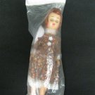 New  Craft Doll Maroon Print Dress Open Close Eye Flat Heel Doll 7 1/2" Vintage
