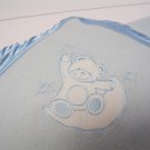 Baby Blanket Cutie Pie Crib Toddler Receiving Security Blue w Bear Moon Satin tr
