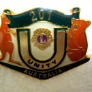 Lions Club Pin Vintage Rare Unity 201 Australia on back  A.J. Parkes Parxites 77