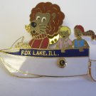 Lions Club Pin  Fox Lake Illinois boat Vintage Rare