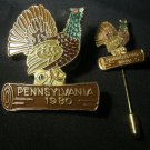 LIONS CLUB PIN & Stick PIN  PENNSYLVANIA 1980 Chicken