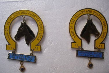 Lions Club Pins Horse Shoe 1977 1978 Western Quarter Horse