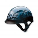 HCI-100 Designer Flame/Skulls Blue Half Helmet XL