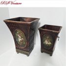 Cachepot Rustic Wood Decorative Containers