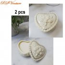 TWO Heart Shaped Porcelain Jewelry Box
