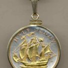 Sailing Ship Coin Necklace Pendant