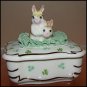 IRISH DRESDEN TRINKET BOX TWO BUNNIES