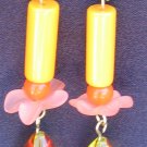 Orange flowered dangle earrings