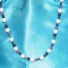 White and purple glass bead necklace