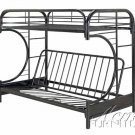 C SHAPE BLACK FINISH TWIN OVER FUTON SIZE BUNK BED