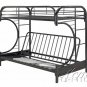 C SHAPE BLACK FINISH TWIN OVER FUTON SIZE BUNK BED