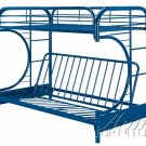 C SHAPE BLUE FINISH TWIN/FULL FUTON BUNK BED