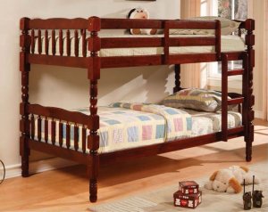 CATALINA CHERRY TWIN TWIN SOLID PINE WOOD BUNK BED