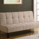 BEIGE MICROFIBER ADJUSTABLE FUTON SOFA