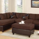 3-PCS SECTIONAL SOFA MICROFIBER / CHOCOLATE, FAUX LEATHER