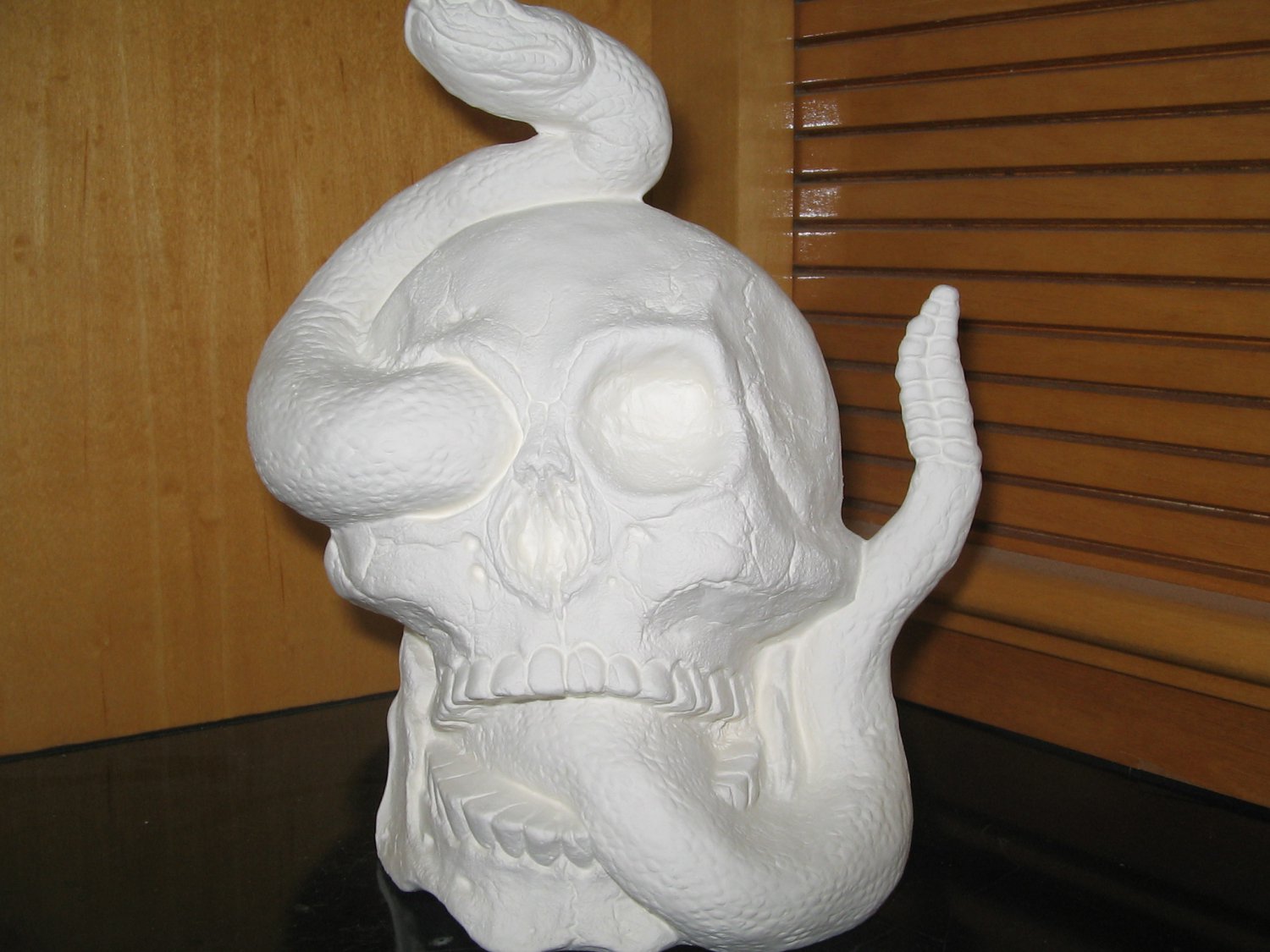 Ceramic Bisque Skull With Rattle Snake U Paint Ready To Paint