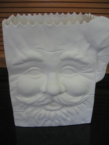 Sm Santa Face Bag Ready to Paint Ceramic Bisque Box 