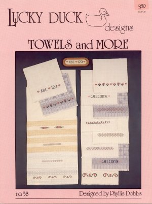 Counted cross stitch towel pillow borders alphabet by Lucky Duck Designs
