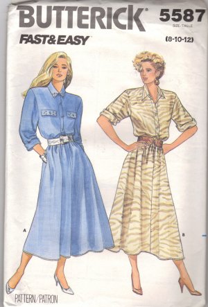 Vintage Sewing pattern DRESS 8 -12 Butterick 5587 UNCUT Free Shipping